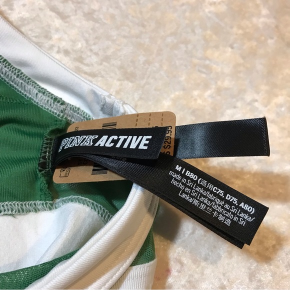 NEW Victoria’s Secret Ultimate Lightly Lined Sports Bra Green w/White Trim Gym M - Picture 9 of 11